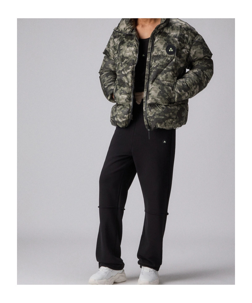 Peuterey Camouflage Puffer Jacket With High Collar In Green