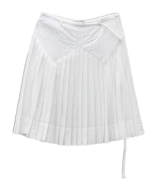 Low Classic Pleated Midi Skirt In White