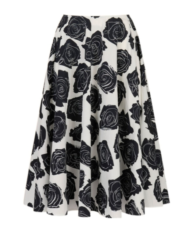 Marni Floral Print Midi Skirt With Discreet Zipper Closure