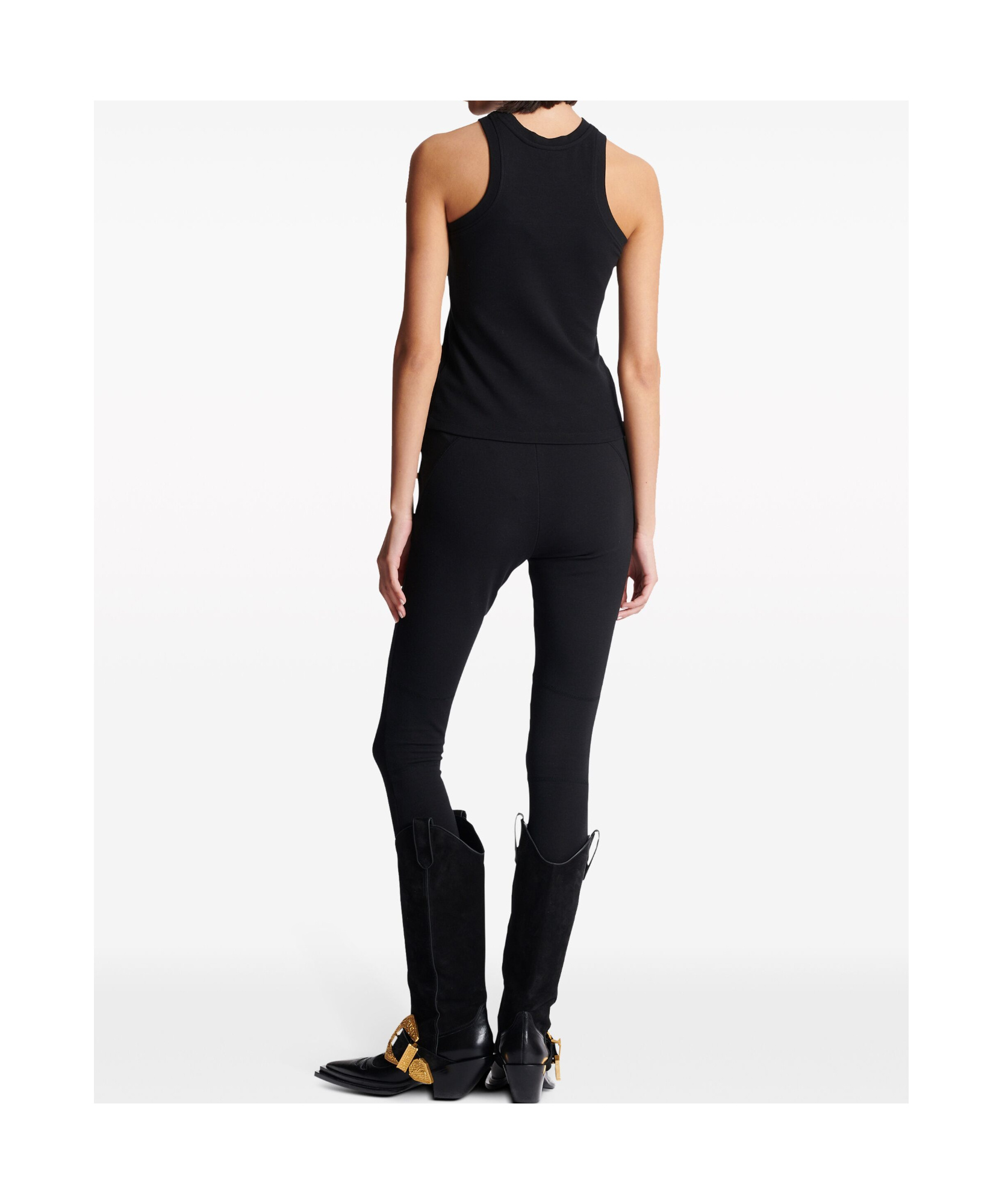 Balmain Sleeveless Top With Pb In Black