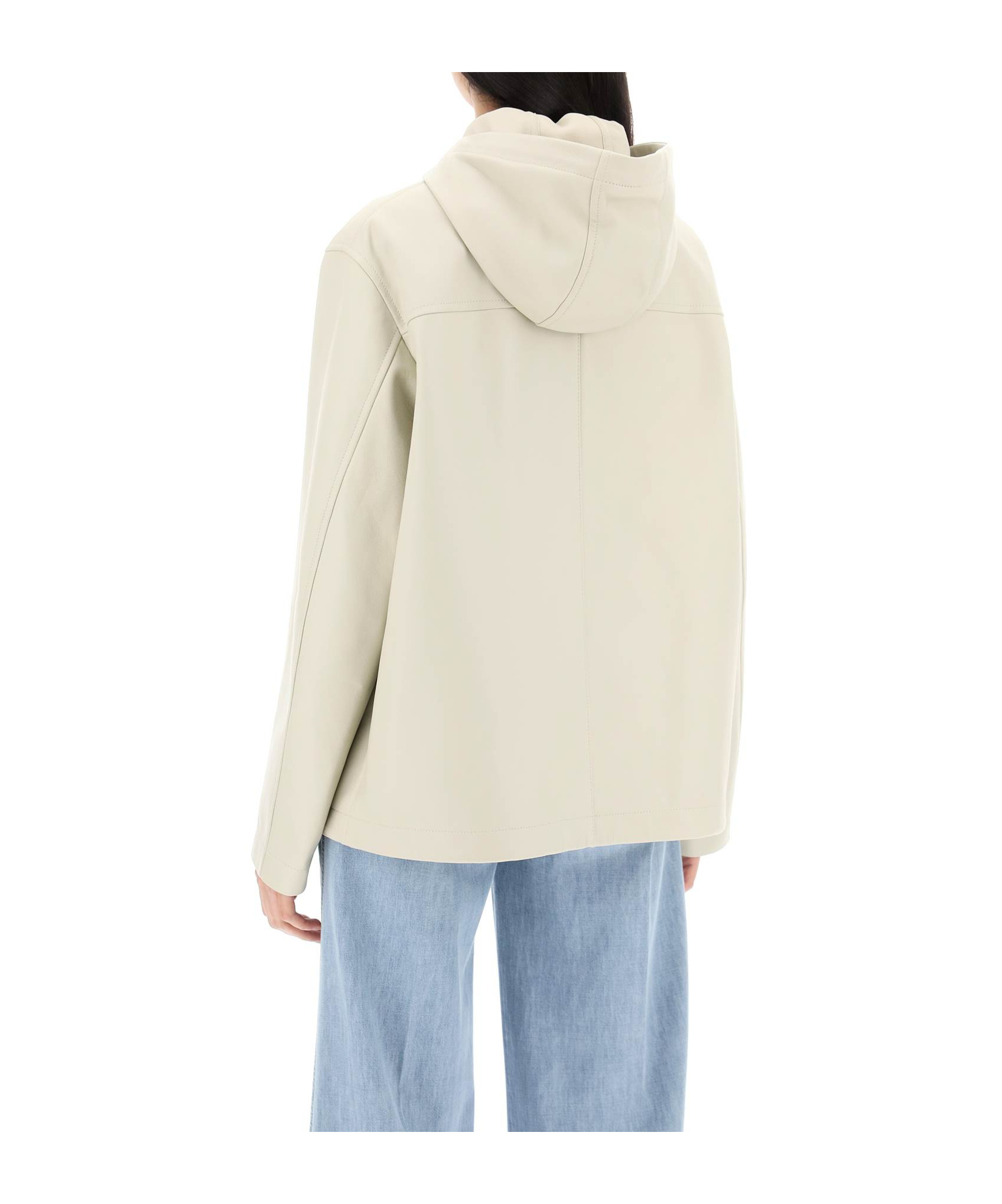 Bottega Veneta Nappa Hoodeed Jacket In White