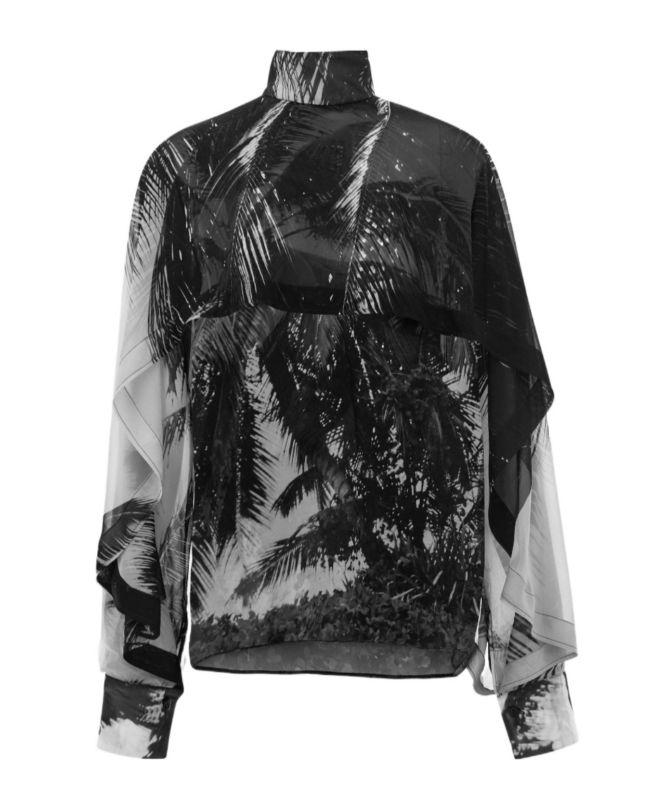 Ferragamo Georgette Shirt With Trinidad Print In Multi