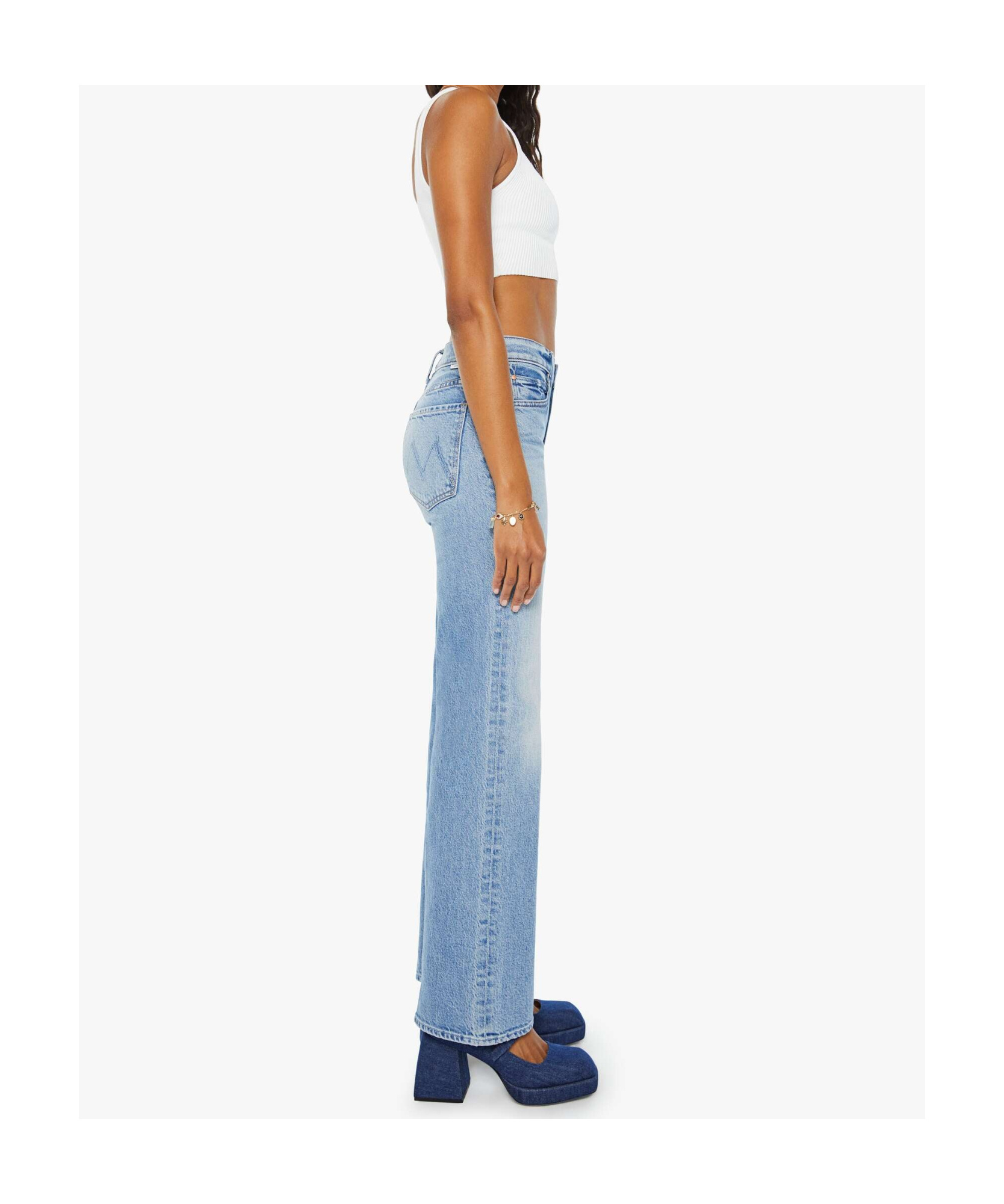 Mother The Kick It Wide-leg Jeans In Blue