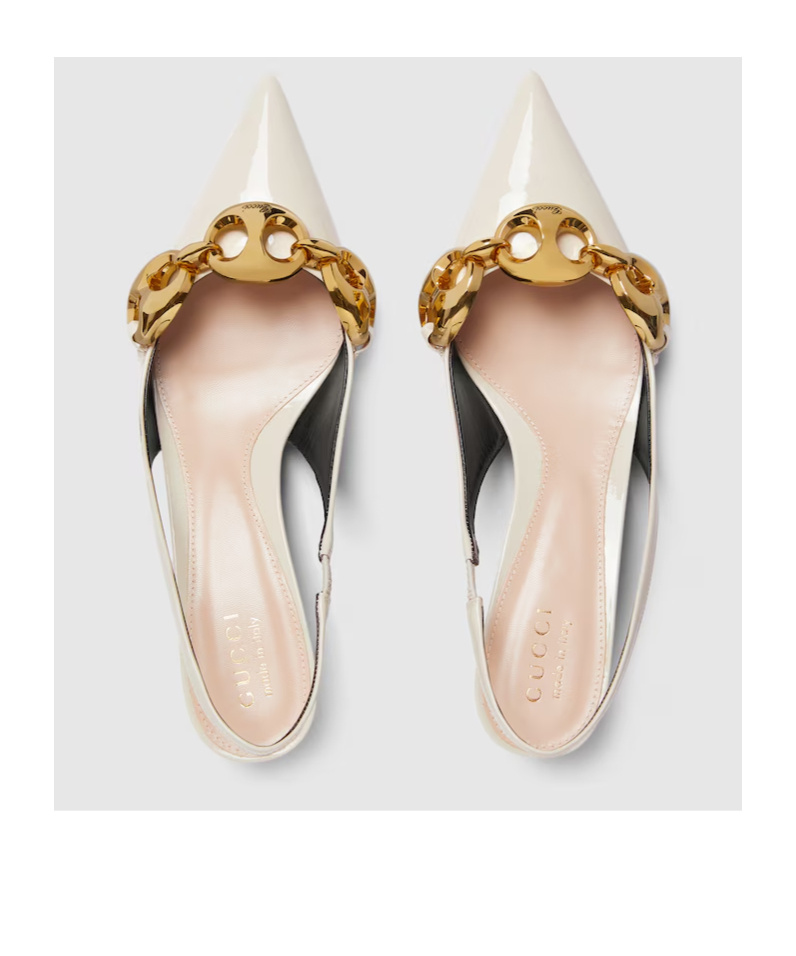 Gucci Marina Patent Leather Pumps In Nude