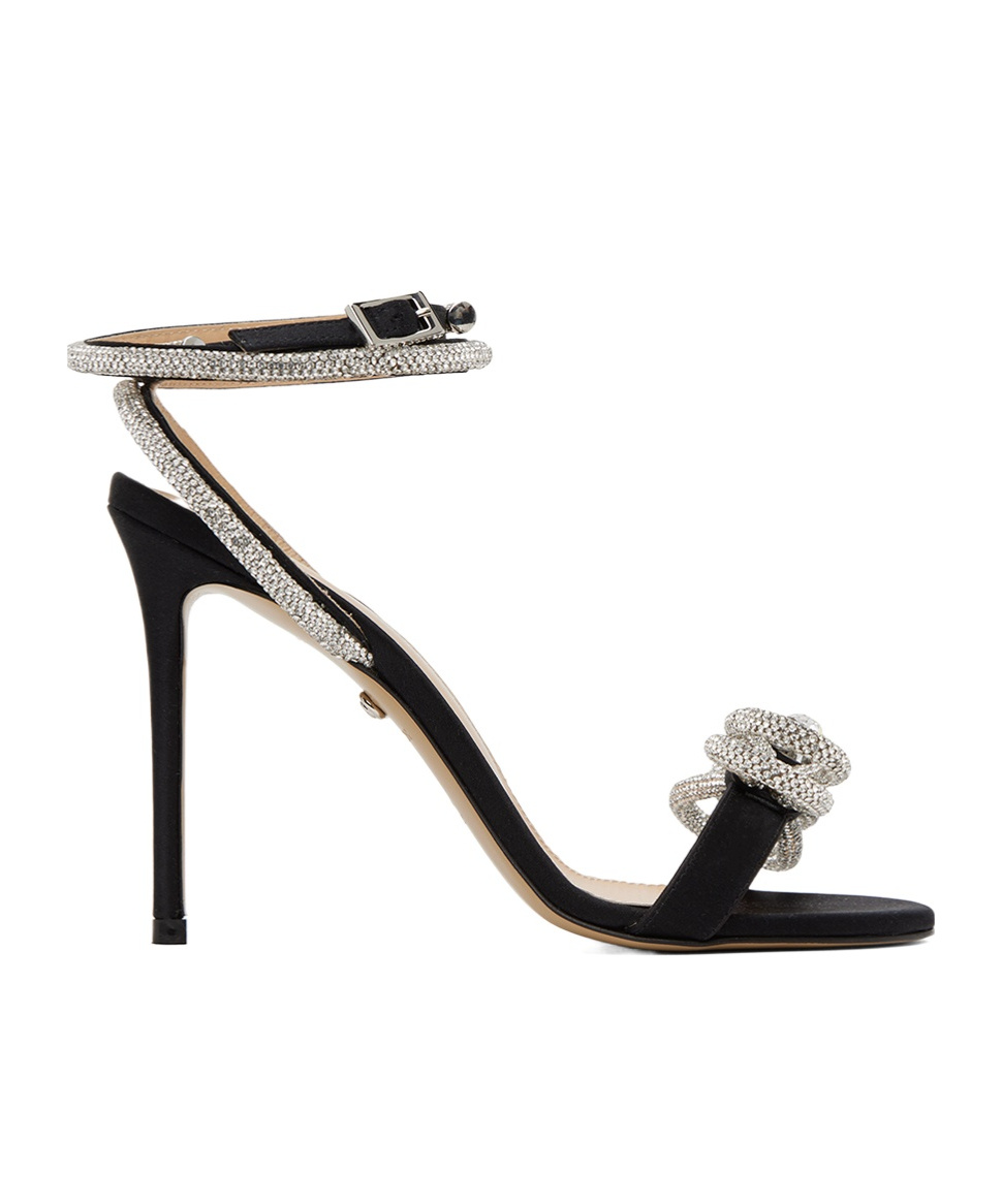 Mach&mach Black Double Bow 110 Heeled Sandals In Black