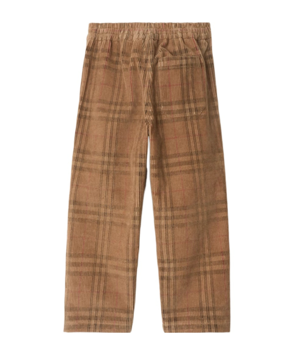 Burberry Check Corduroy Trousers In Brown