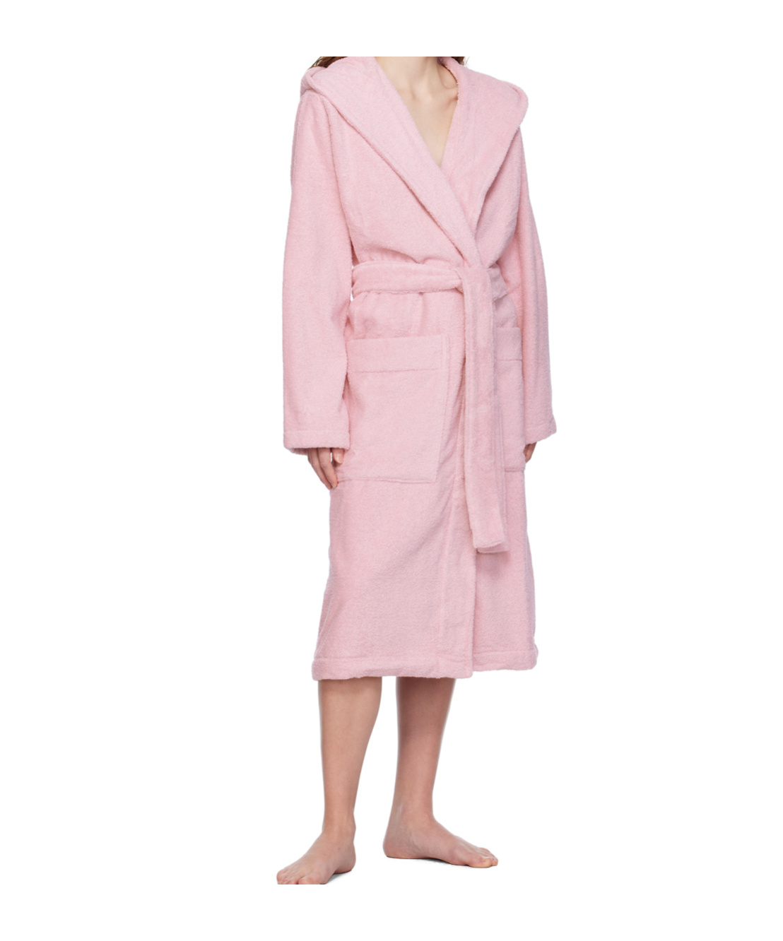 Tekla Organic Cotton Hooded Bathrobe In Pink