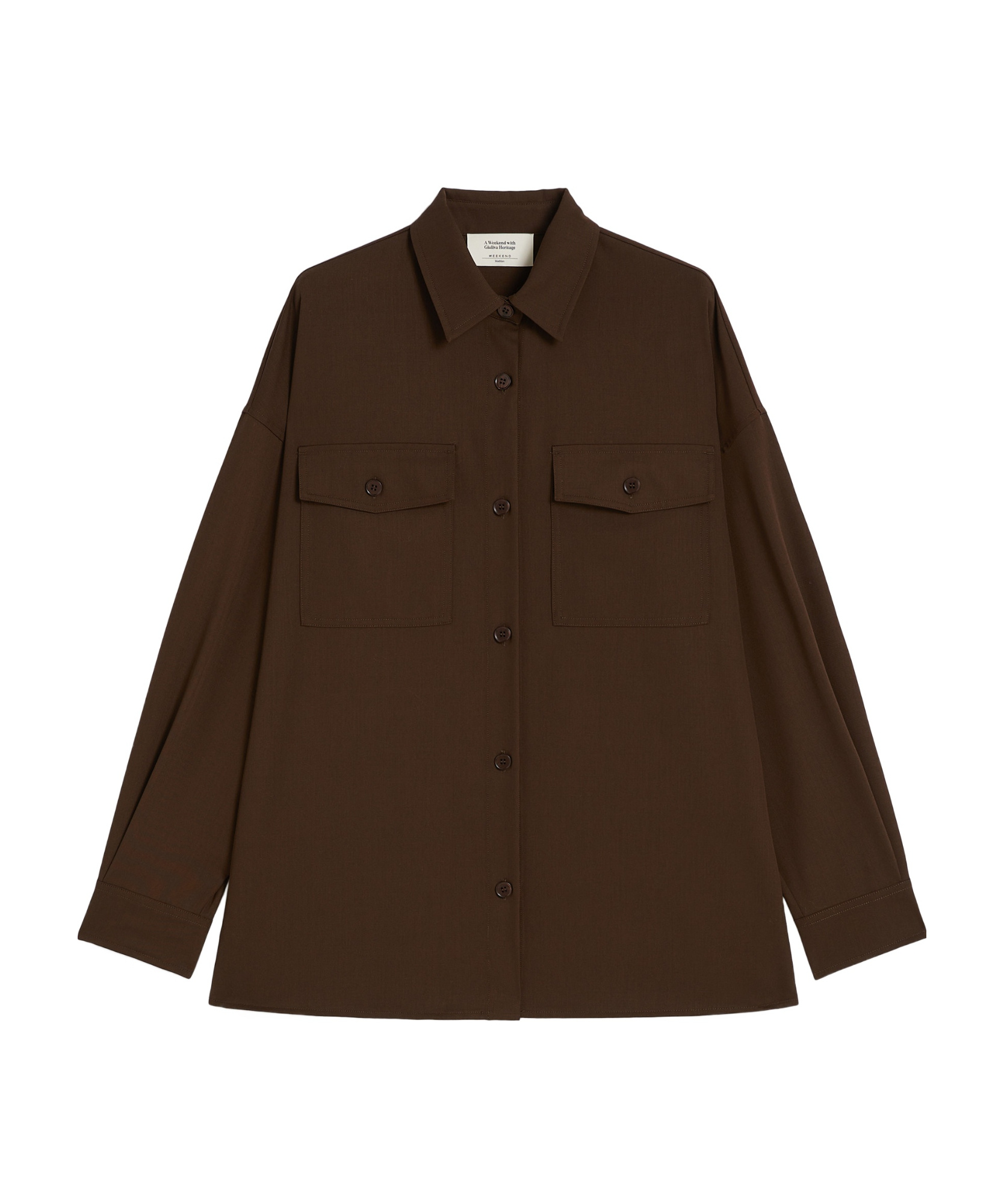 Weekend Max Mara Firmina Virgin Wool Button-up Shirt In Brown