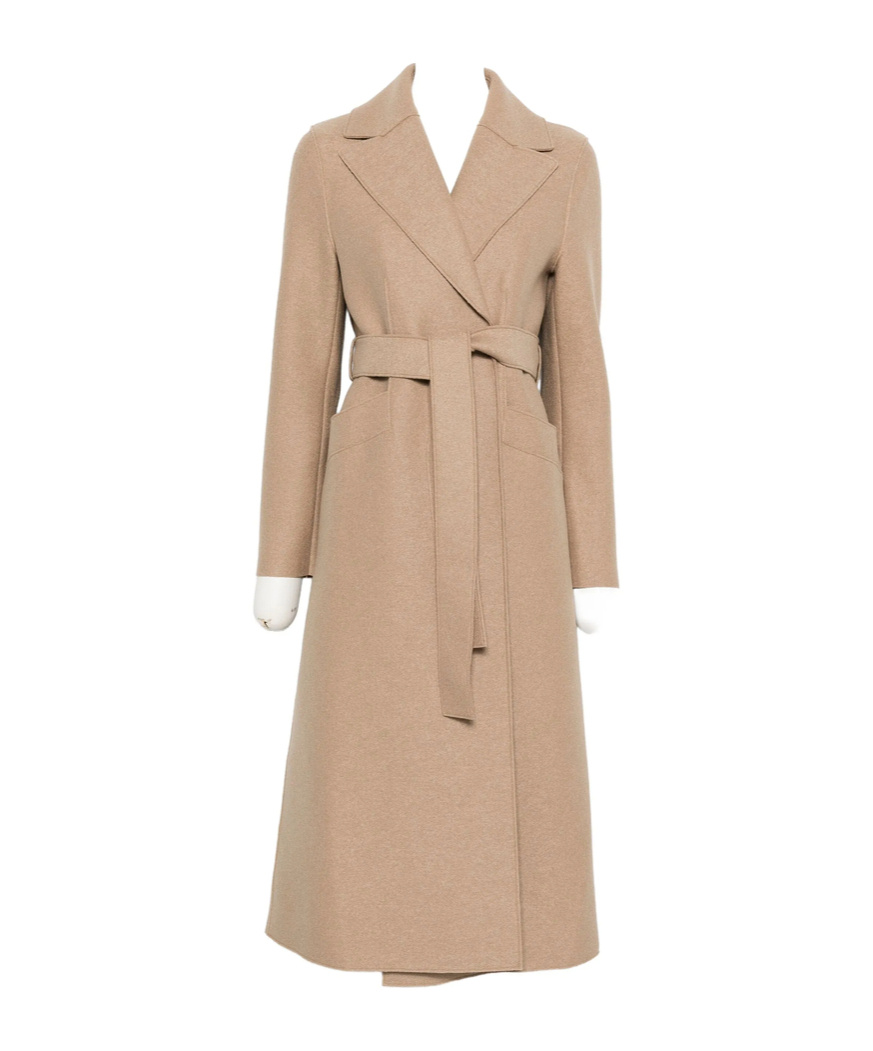 Harris Wharf London Belted-wool Coat In Neutral