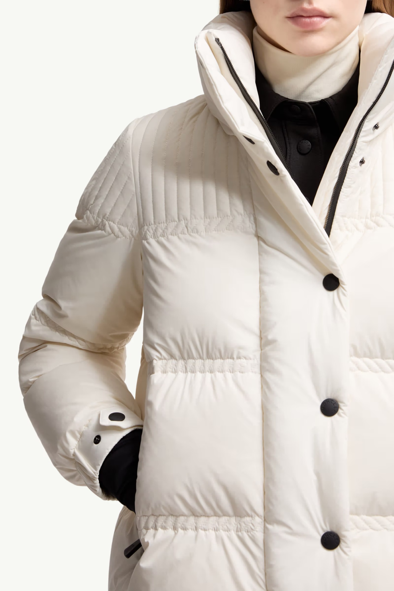 Moncler Anglin Padded Jacket With Logo-patch In Neutral