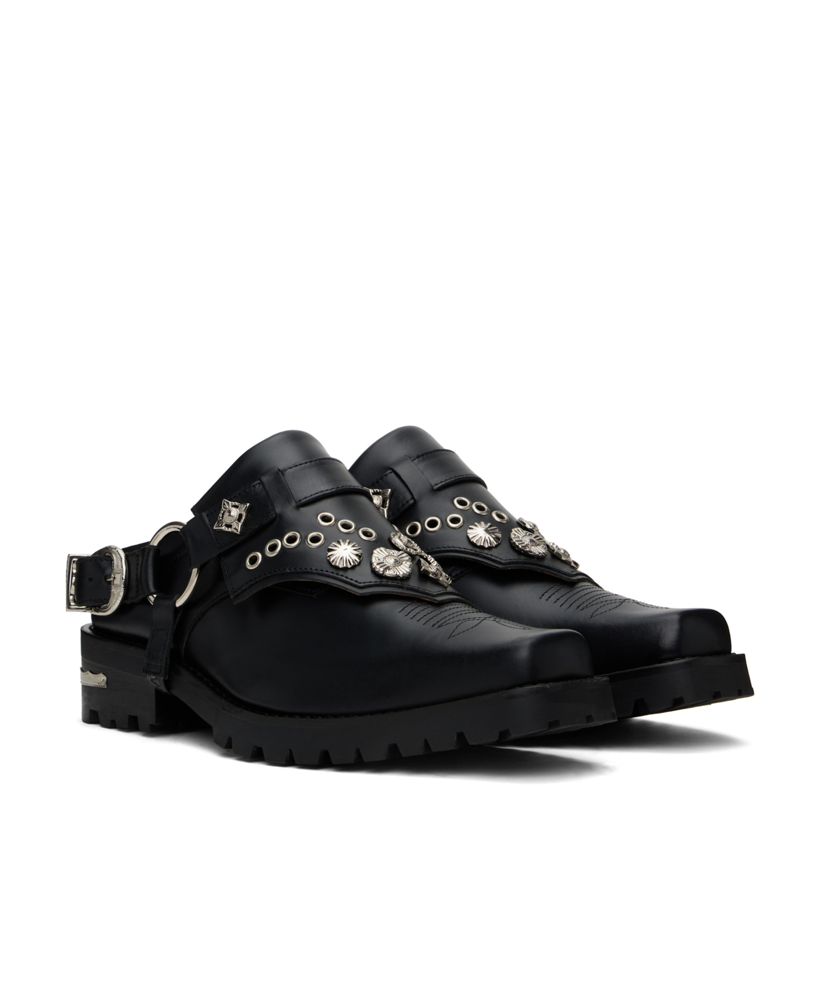 Toga Virilis Square Toe Mules In Black