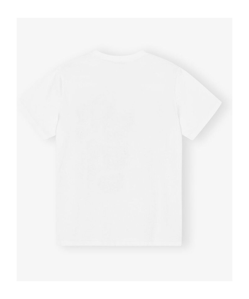 Ganni White Crewneck T-shirt With Maxi Logo On The Front