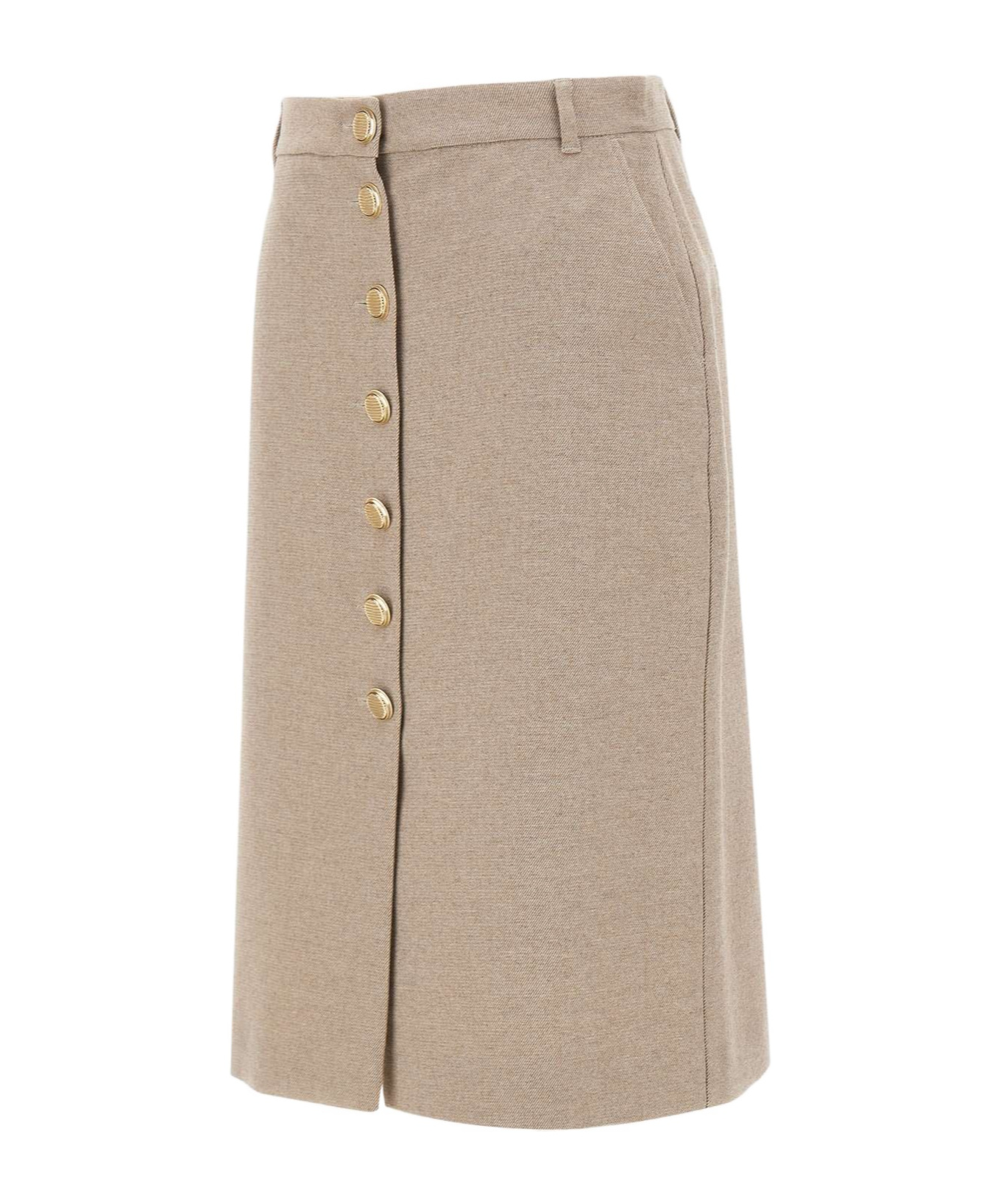 Marella Button-front Midi Skirt In Gray