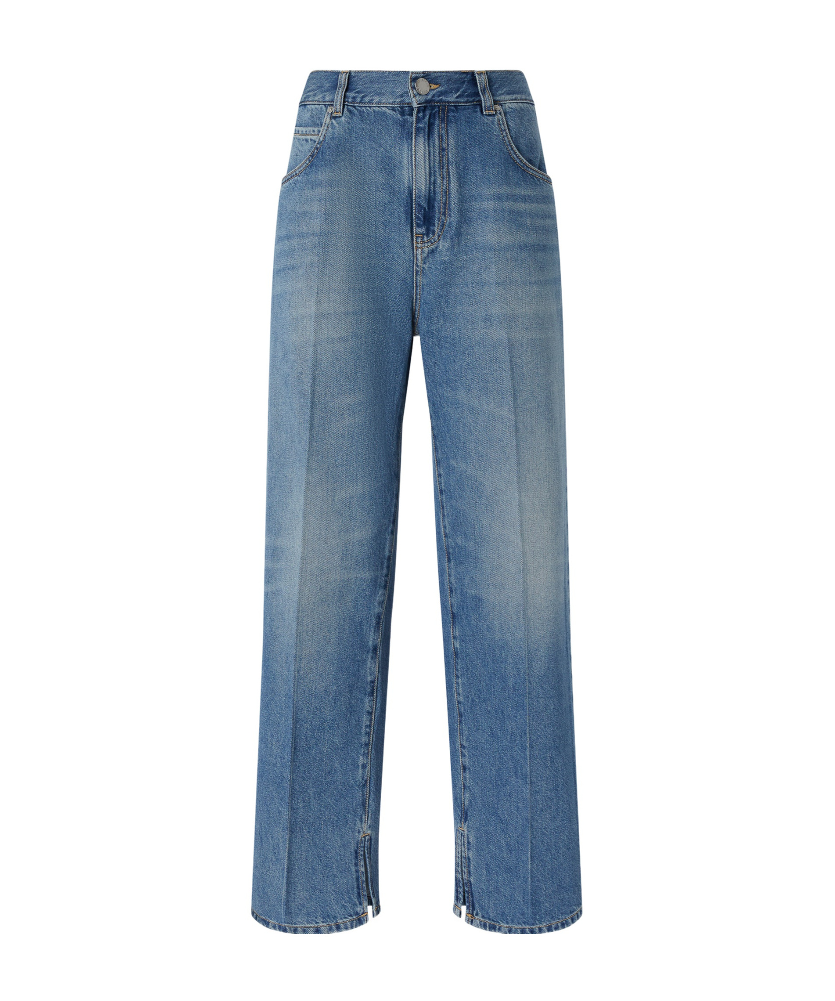 Pinko Baggy Jeans With Front Pleat In Blue