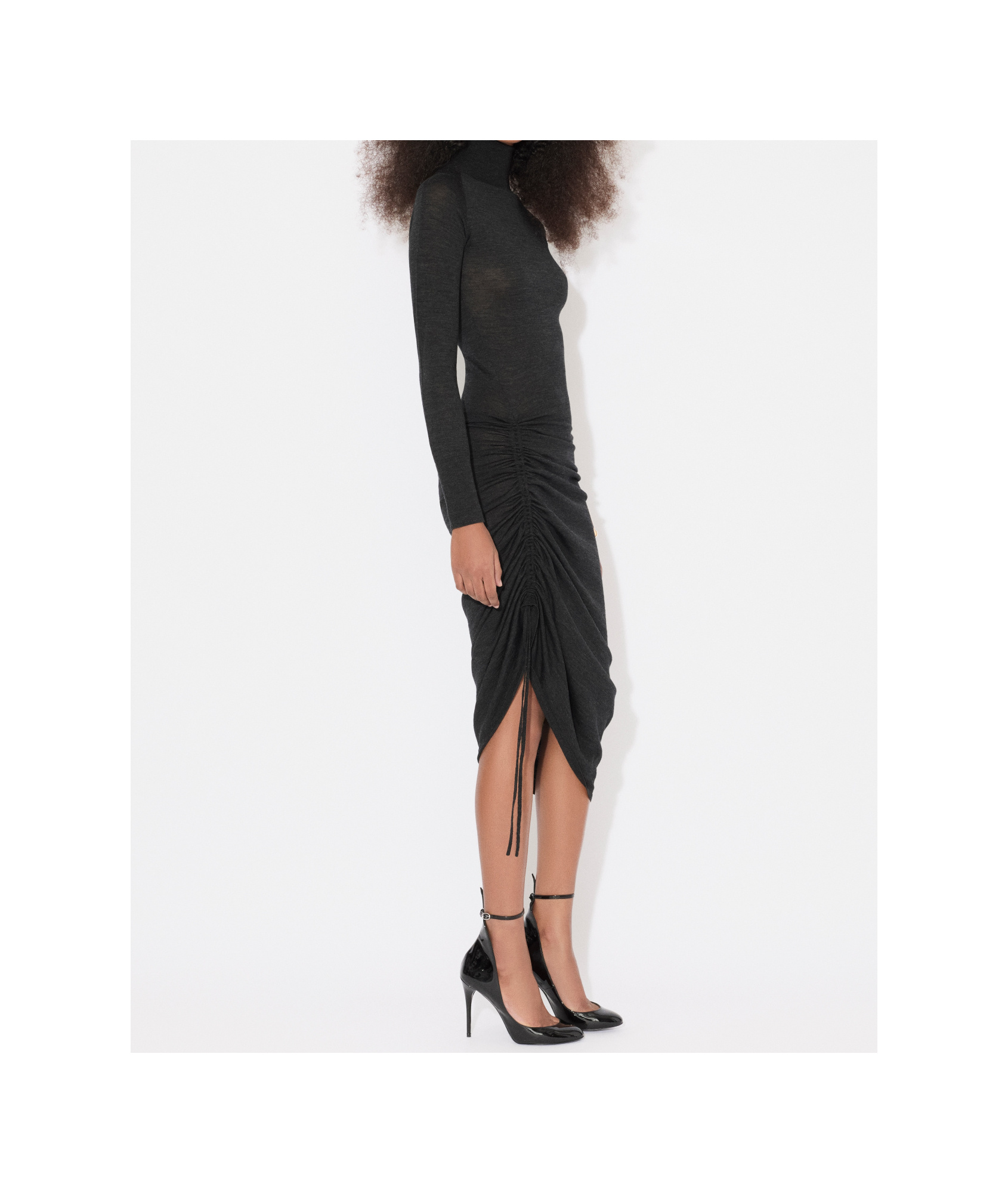 Shop Alaïa Wool High-neck Dress In Black