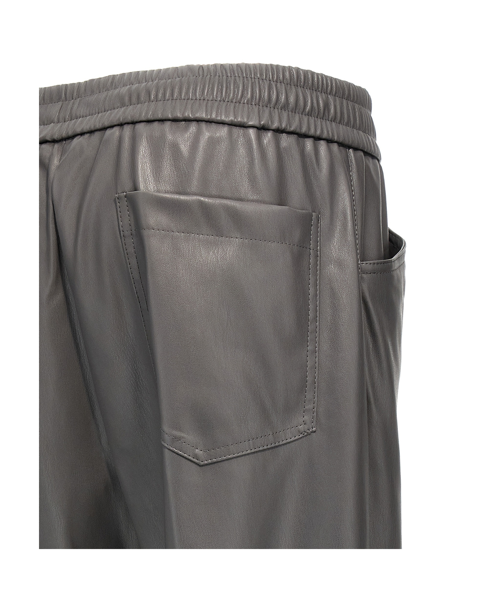 Nude Faux Leather Trousers Pants In Black