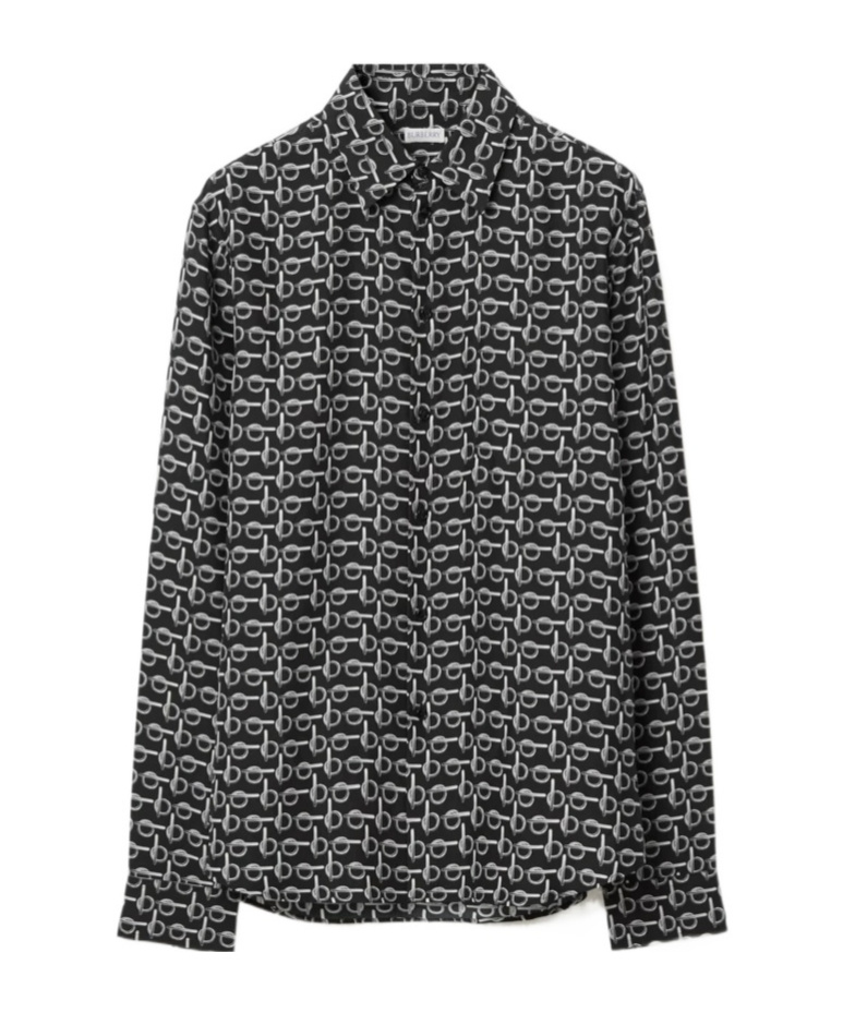 Burberry Long Sleeve Shirt With All-over Monogram Print In Black