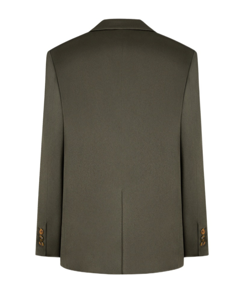 Blazé Milano Womens Oversized Double-breasted Dark Forest Green Satin Blazer In Green
