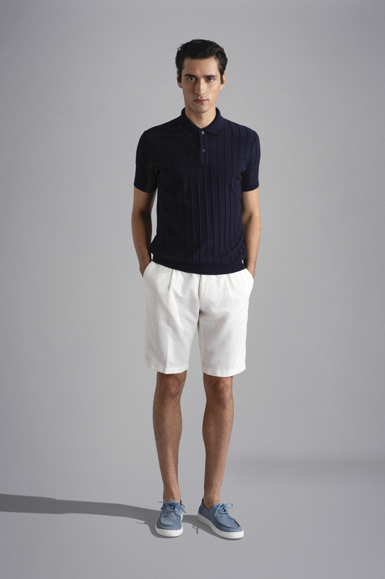 Shop Paul & Shark Paul Shark Cotton-linen Bermuda Shorts In White