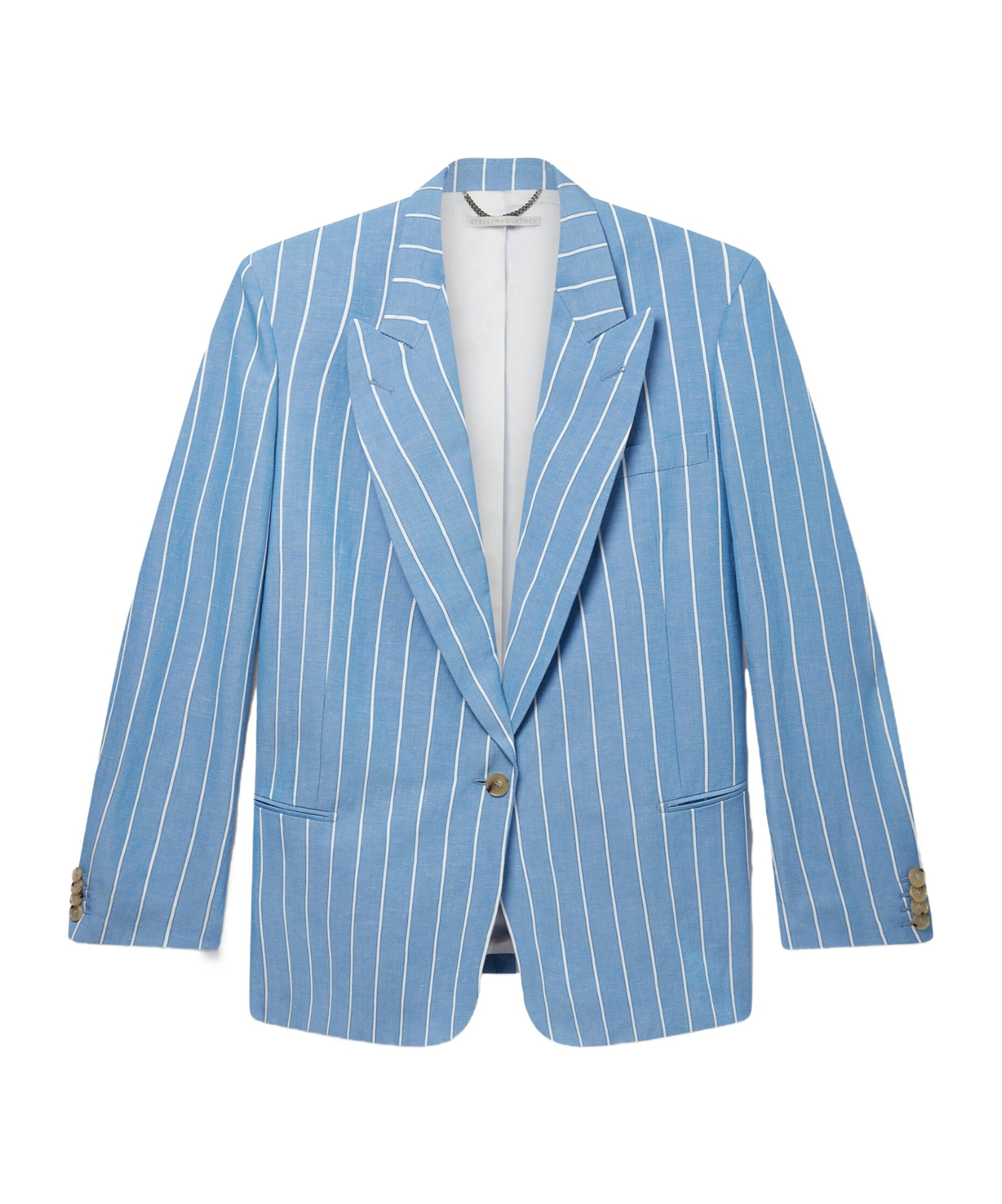 Stella Mccartney Striped Single-breasted Blazer In Blue