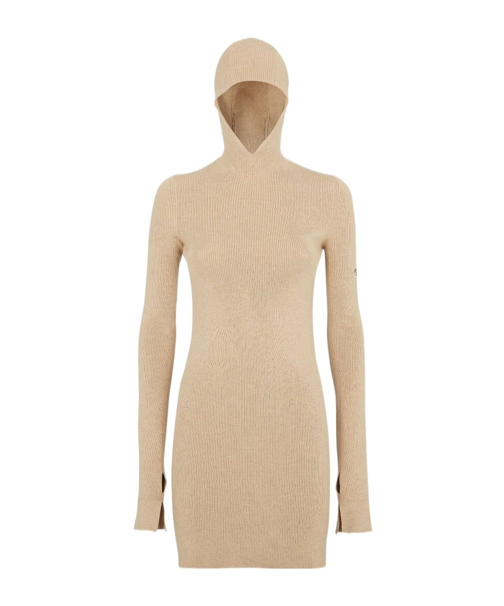 Fendi Beige Wool And Silk Dress In Nude