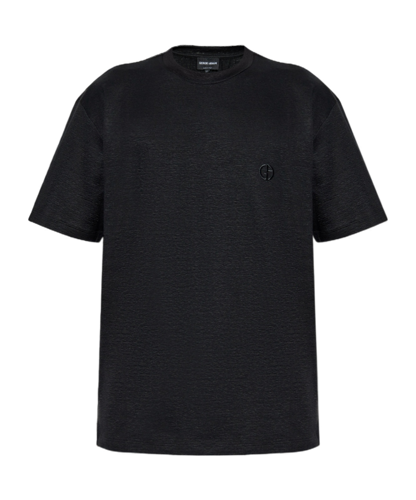 Giorgio Armani Navy Blue Viscose Blend T-shirt In Black