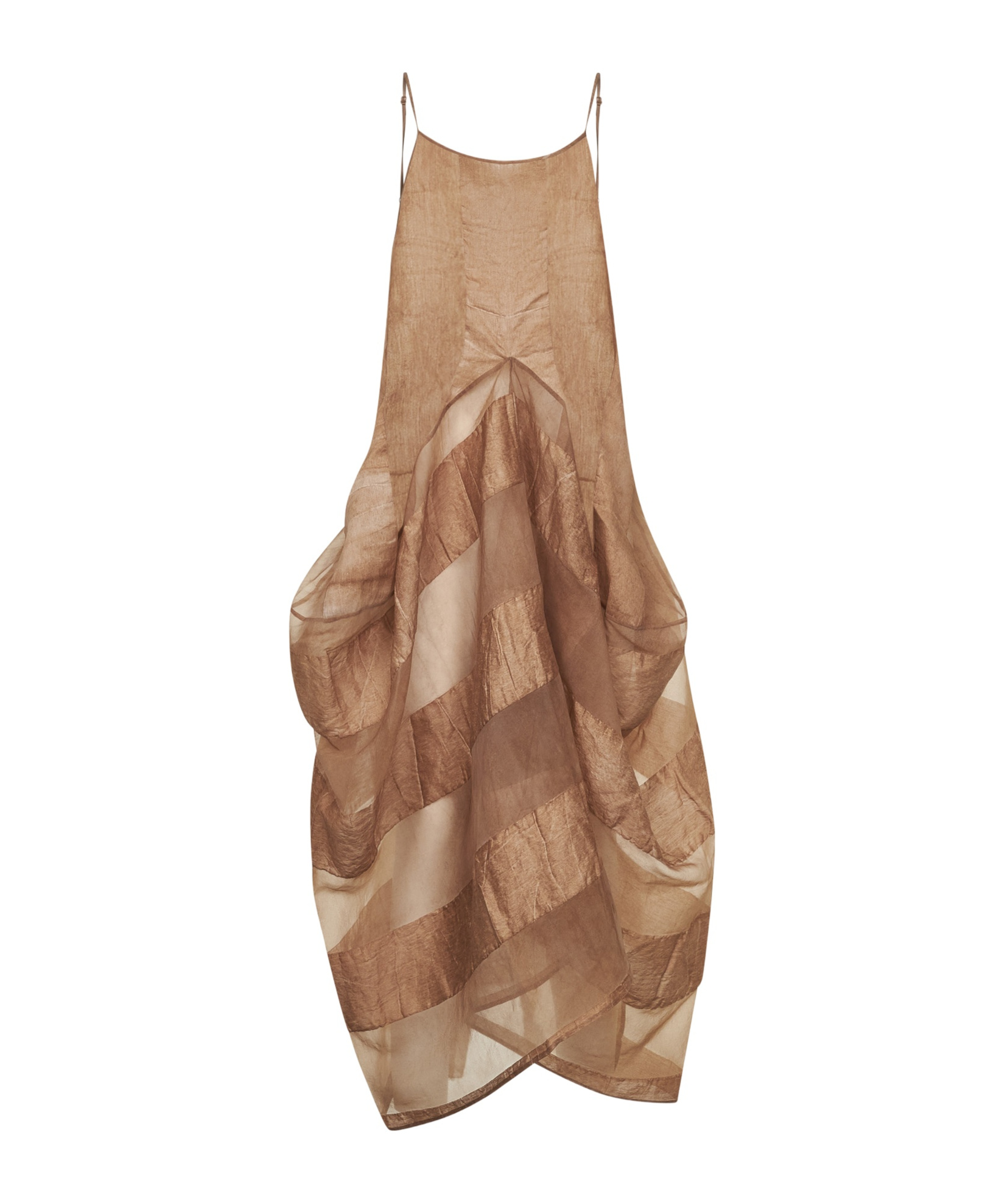 Uma Wang Rose Linen And Silk Voile Adley Long Dress In Brown