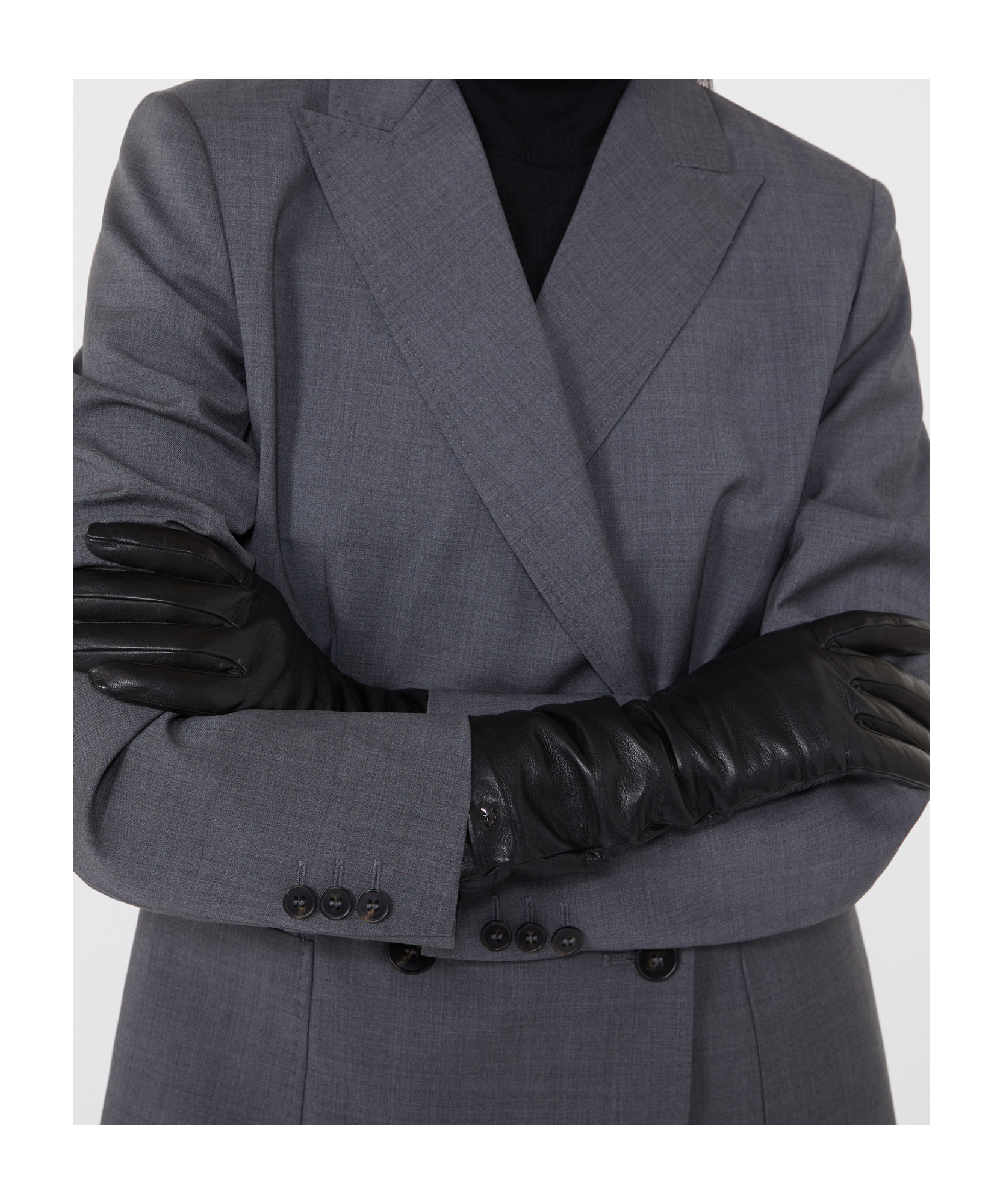 Weekend Max Mara Medium-length Nappa Leather Gloves In Black
