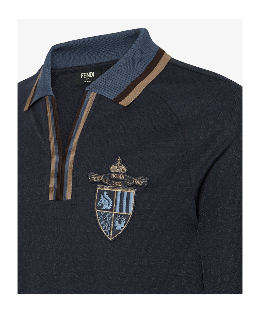 Fendi Ff Jacquard Polo Shirt In Black