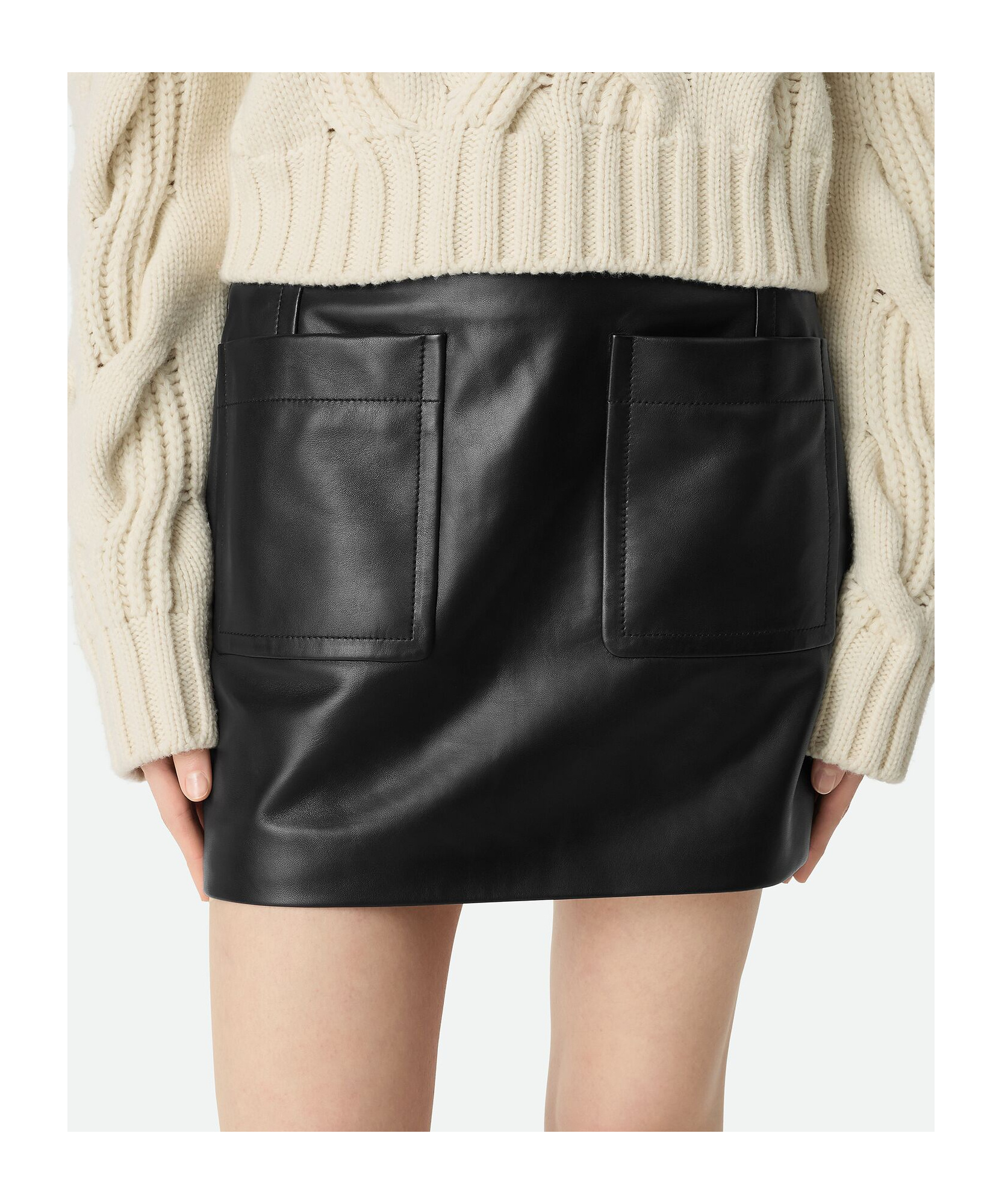 Bottega Veneta Leather Skirt In Black