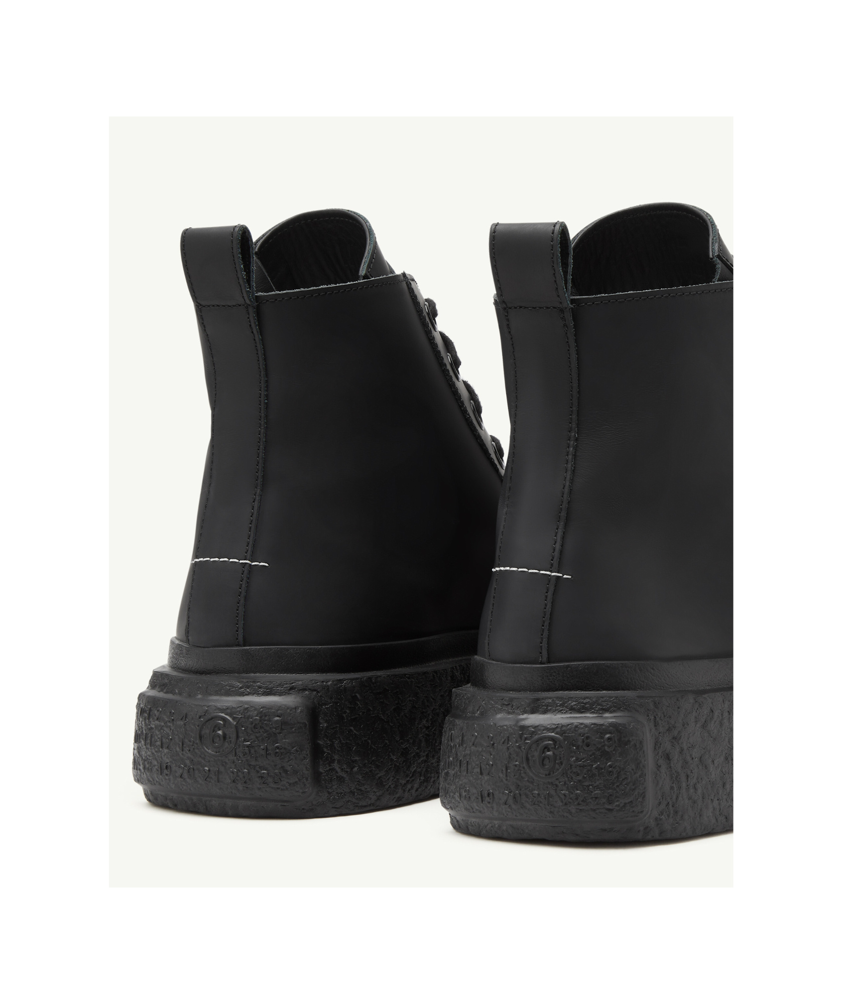 Mm6 Maison Margiela Mm6 Oversized Sole High-top Leather Sneakers In Black