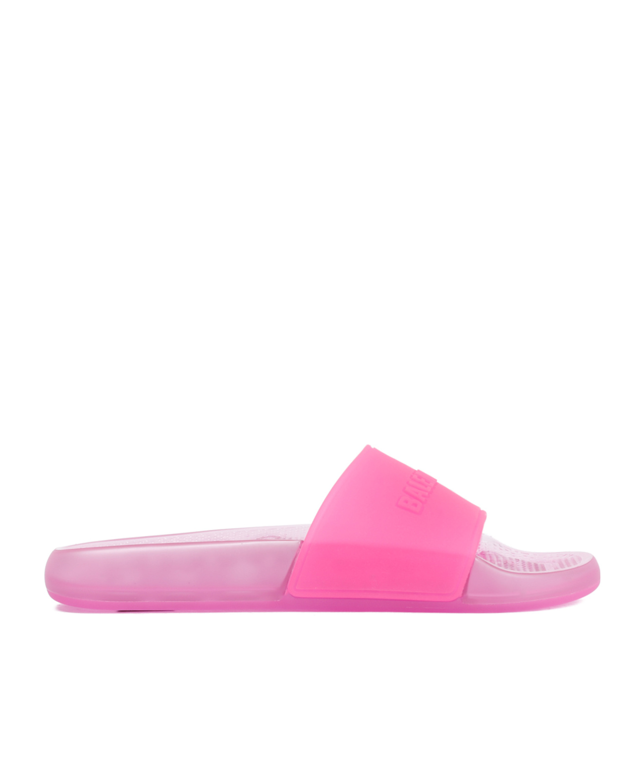 Balenciaga Pink Rubber Pool Transparent Slides Slippers In Pink