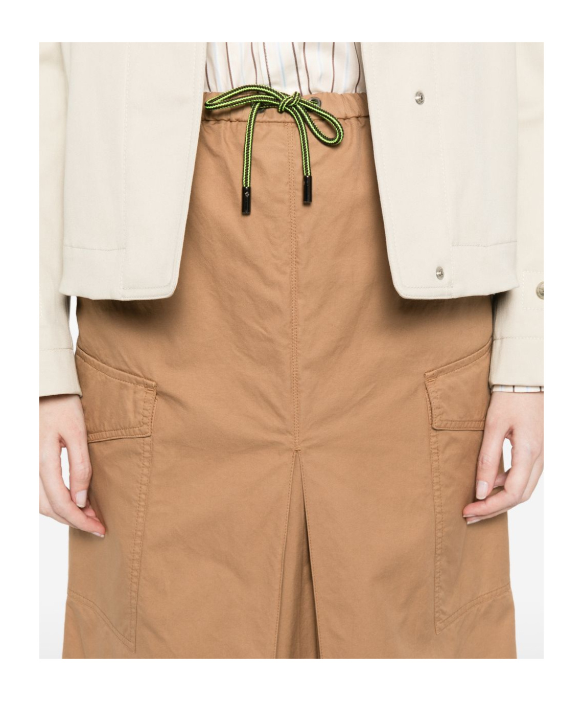 Herno Gonna Midi In Cotone Beige Con Tasche In Brown