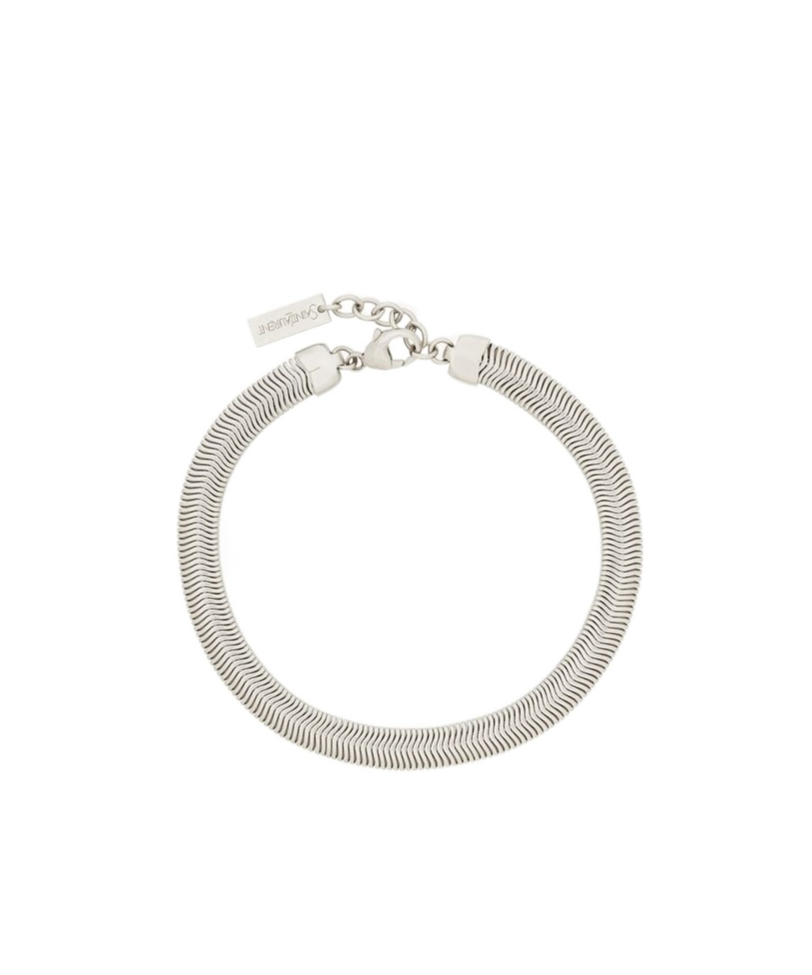 Saint Laurent Snake Chain Metal Bracelet In White