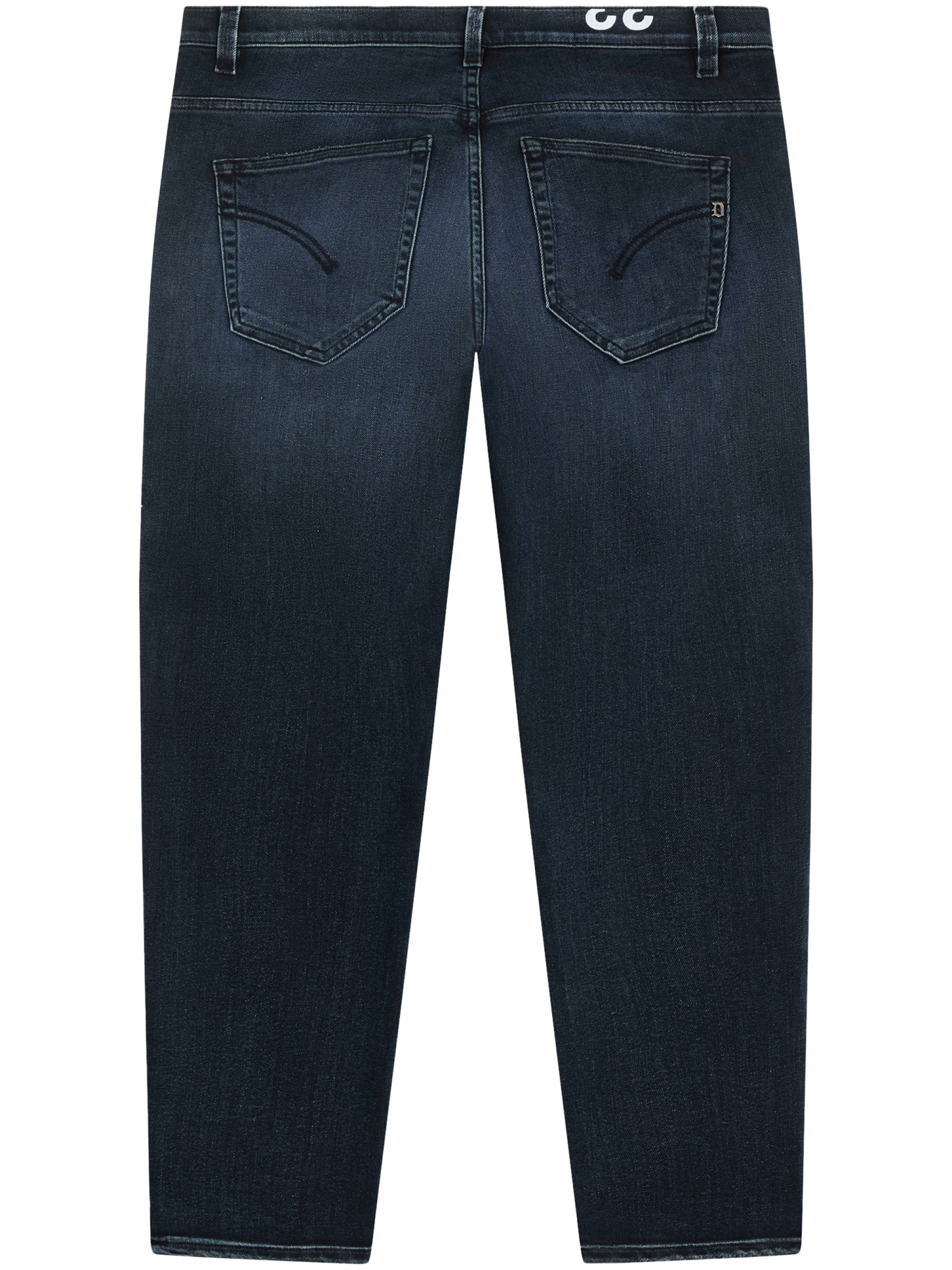 Dondup Distressed Dark Denim Trousers With Raw Edge Finish In Blue