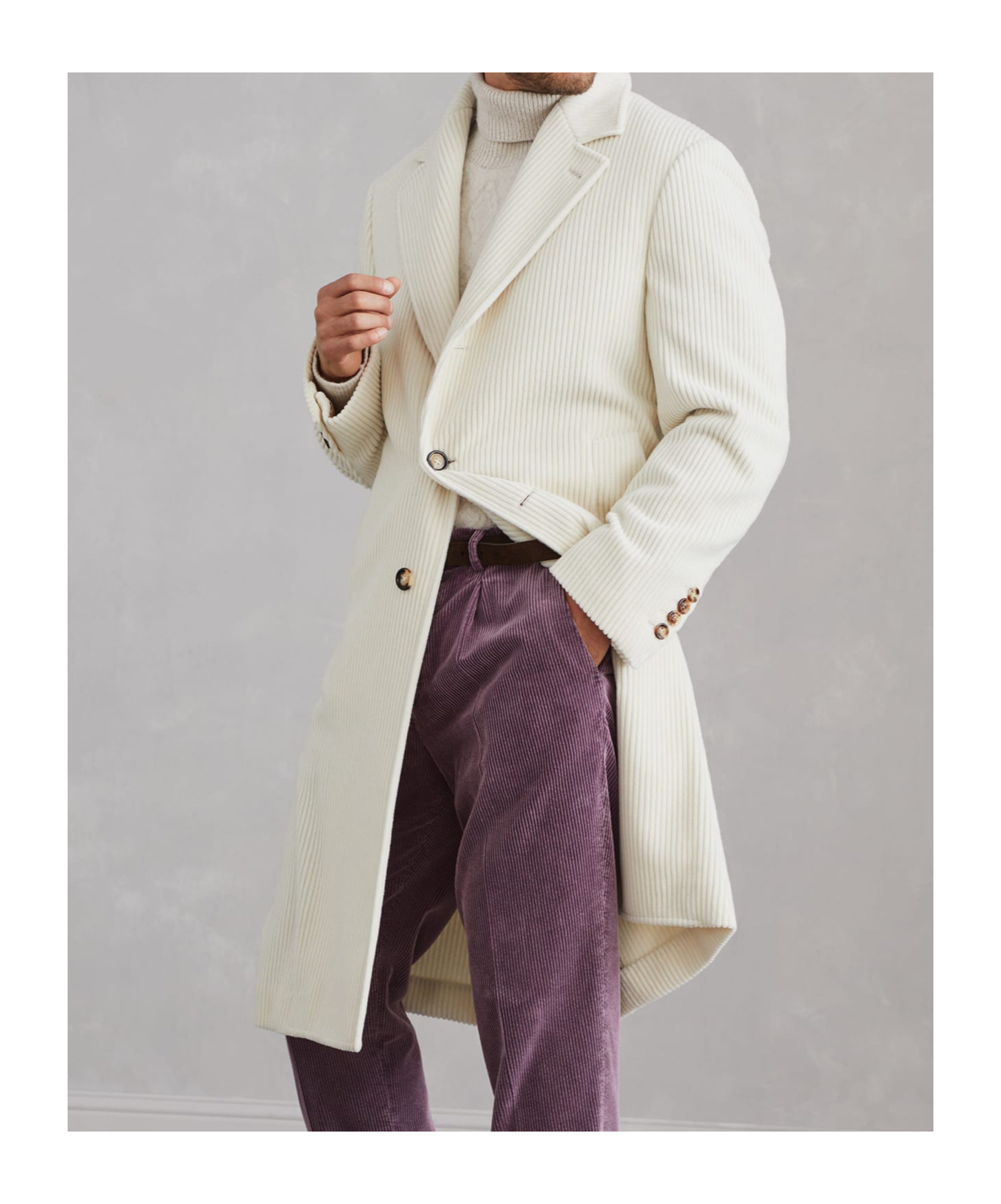 Brunello Cucinelli Long Ribbed Cashmere Coat In Multicolor