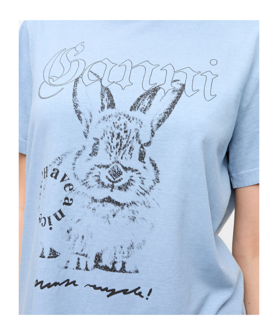 Ganni Future Basic Jersey Bunny Relaxed T-shirt Soft Chambray In Blue