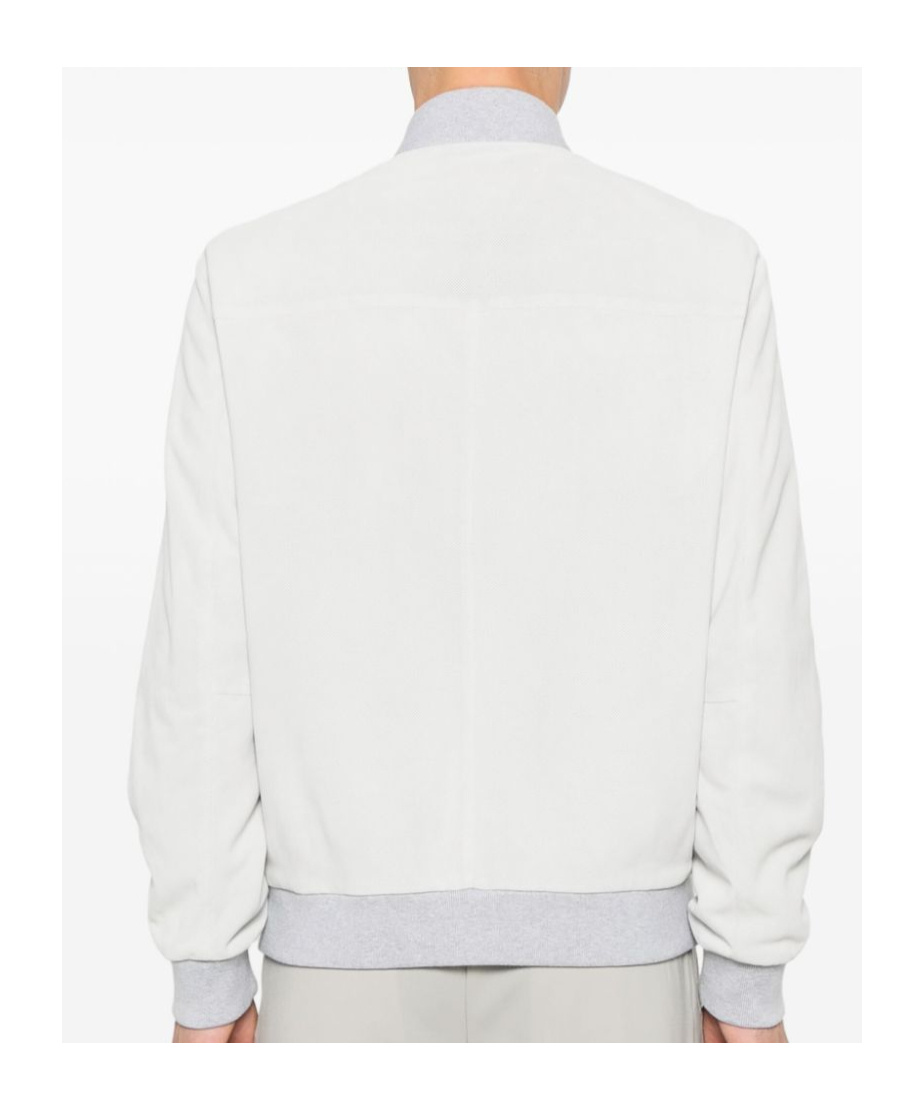Brioni Perforated Bomber Jacket In White