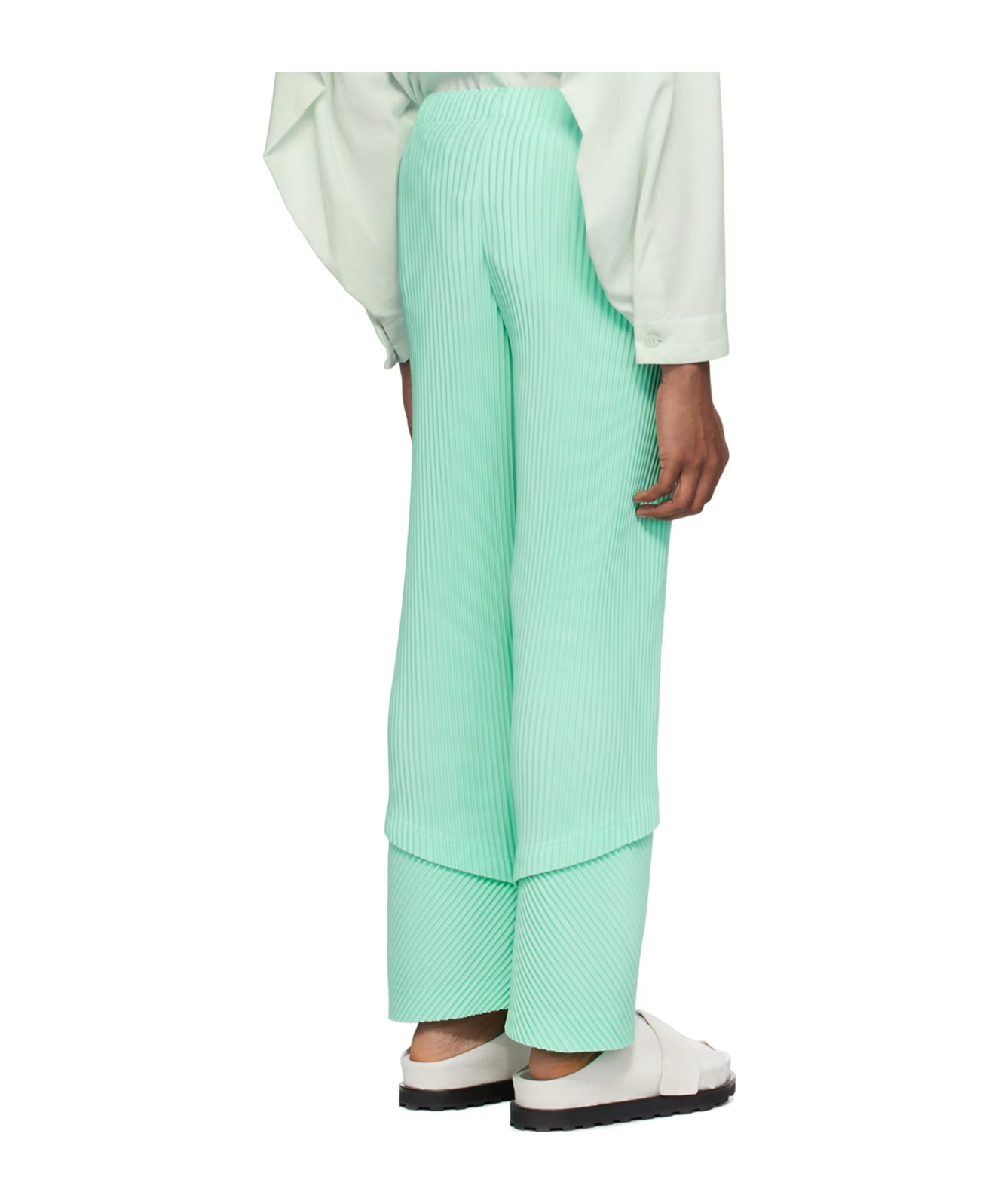 Shop Issey Miyake Pleated Detail Casual Pants In Green