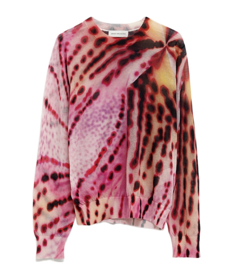 Dries Van Noten Tilly Intarsia Cotton-blend Jumper In Pink