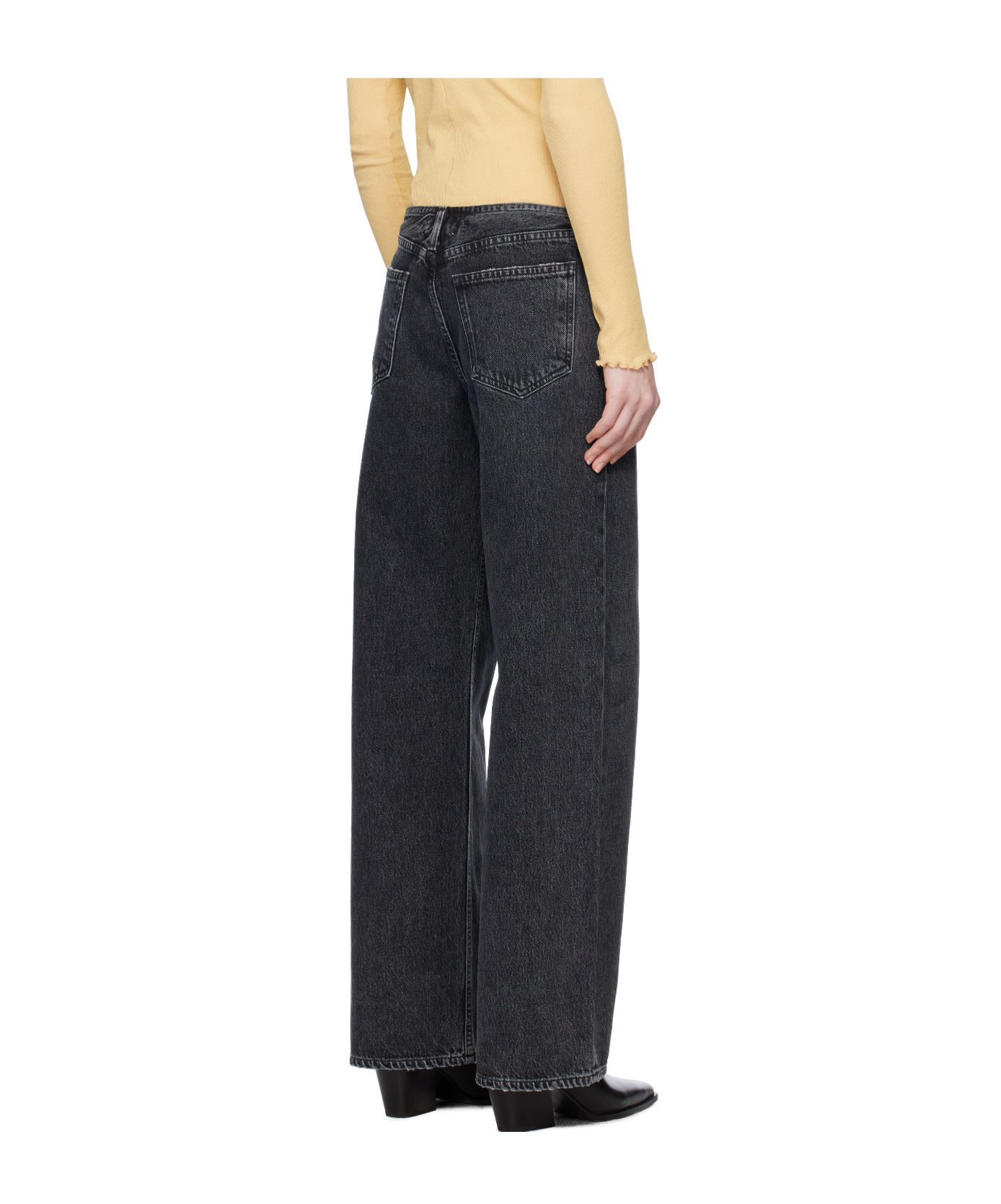Agolde Five Pocket Denim Trousers In Gray