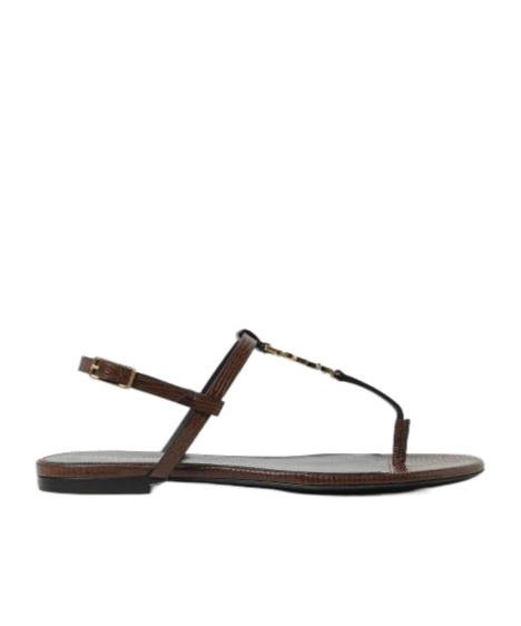 SAINT LAURENT CASSANDRE-PLAQUE LEATHER SANDALS
