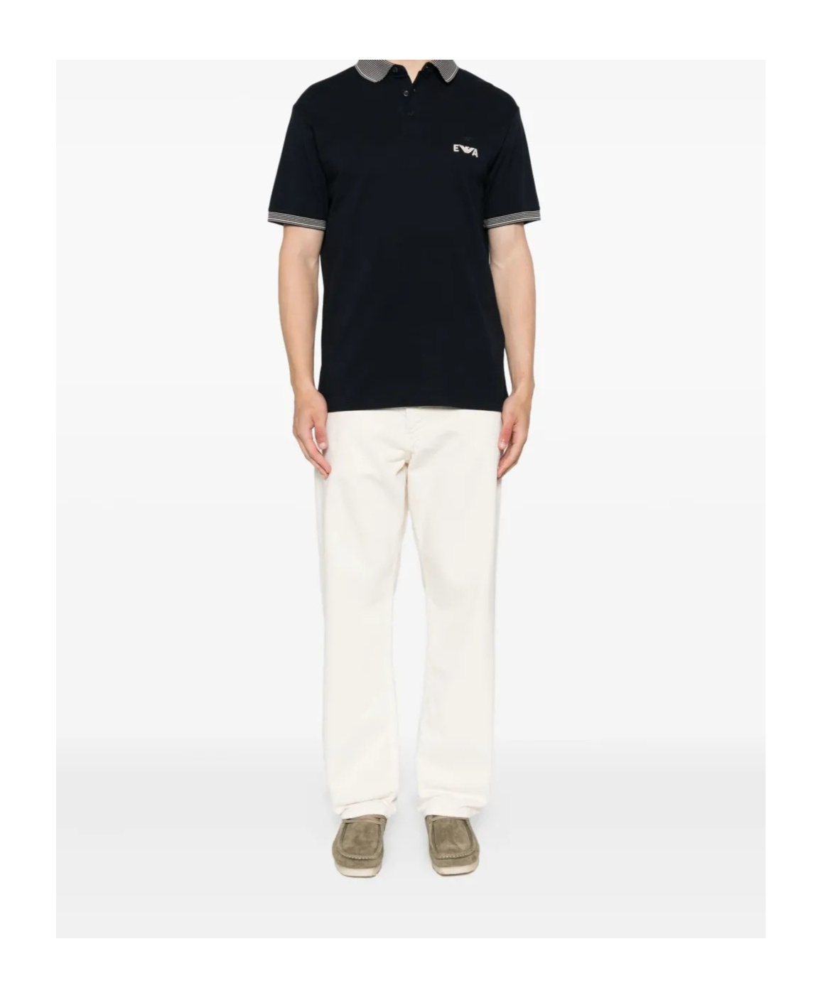 Emporio Armani Piqué Polo Shirt With Super-embossed Ea Embroidery In Black