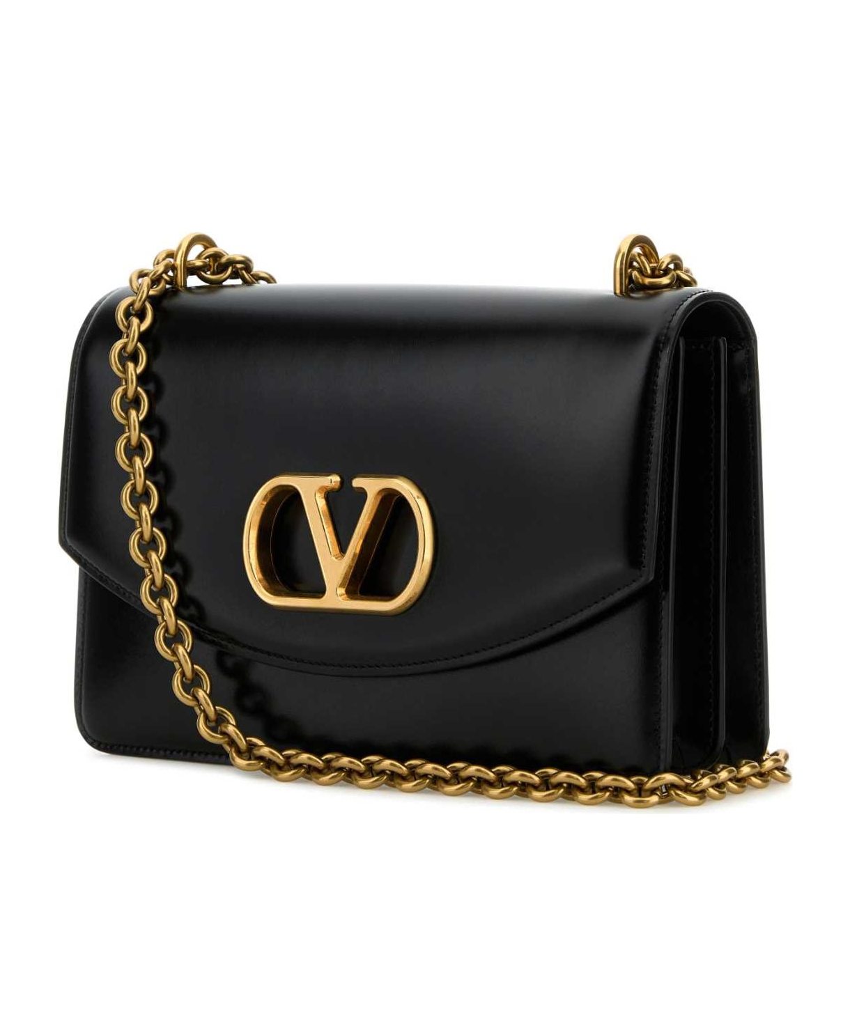 Valentino Garavani Garavani Vain Shoulder Bag In Shiny Calfskin Woman Black Uni In Black