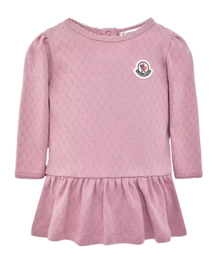 Moncler Kids'  Enfant Pleated Long Sleeved Dress In Pink
