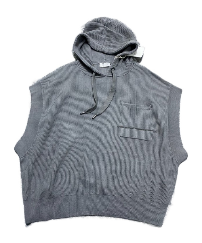 Shop Brunello Cucinelli Hooded Sleeveless Sweater In Gray