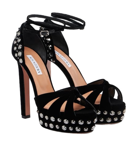 Aquazzura Studded Platform Sandals In Black