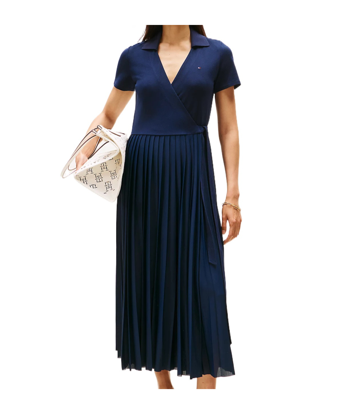 Tommy Hilfiger Fit And Flare Midi Polo Dress In Blue