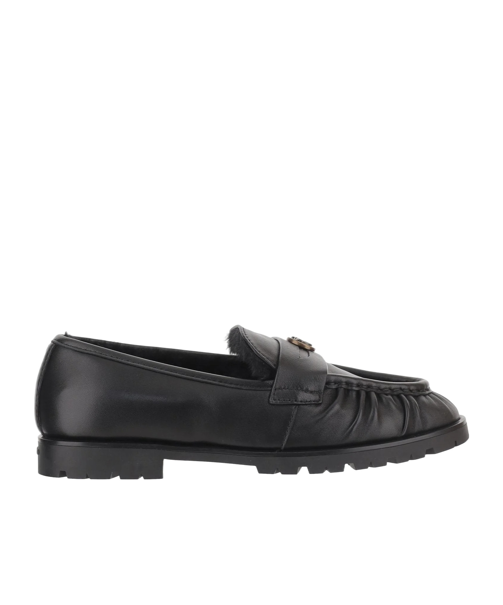 Pinko Minimalist Black Flats With Rounded Toe In Black