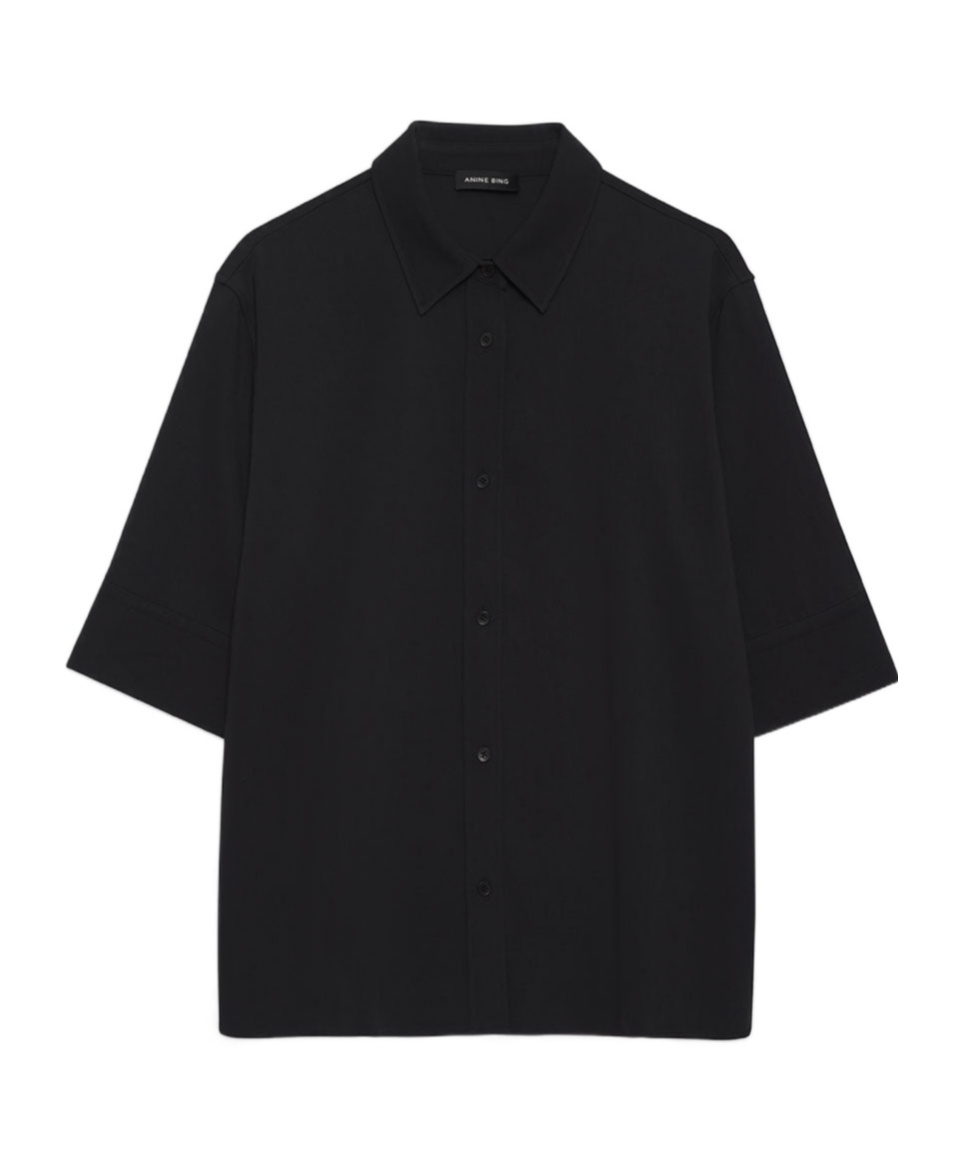 Shop Anine Bing Mary Button-up Shirt In Black